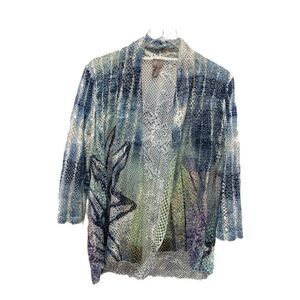 Chico's Size 0 Tie Dye Open Front Top Jacket
